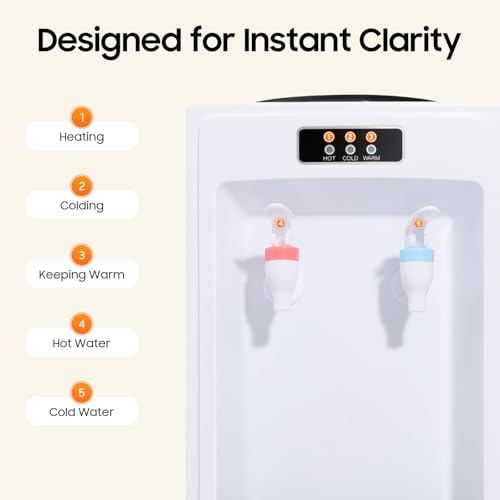 Foto von Elektrischer Wasserspender Mit Kühlung, Wasser Spender Automat, Water Dispenser Hot and Cold Für Büro Hause, 550w, Heiztemperatur≥194°F, Kühltemperatur ≤59°F
