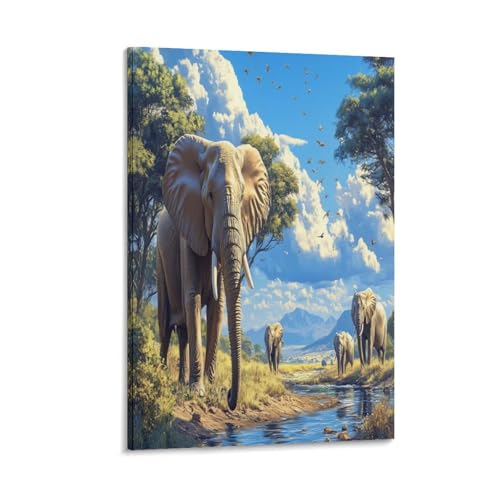 Décoration Murale Éléphant Peintures Sur Toile Affiche Moderne