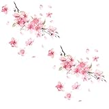 UHANBUT Cherry Blossom Car Sticker Decal, Vinyl Waterproof Automotive Bumper Sticker, Scratch Cover Vehicle Window Decal, Flower Auto Decoration Decals for Car, Home, Motorcycle (2PCS)
