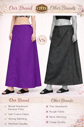 Image of CITIX Pure Cotton Petticoat for Woman Saree | Adujastable Drawstring Waist