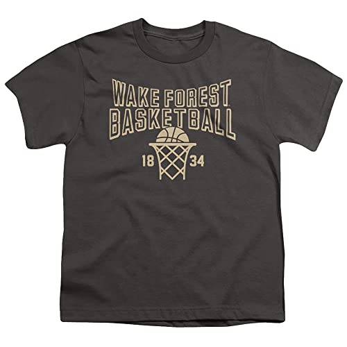 Wake Forest Demon Deacons Official Basketball Year Unisex Youth T Shirt,Charcoal, Medium