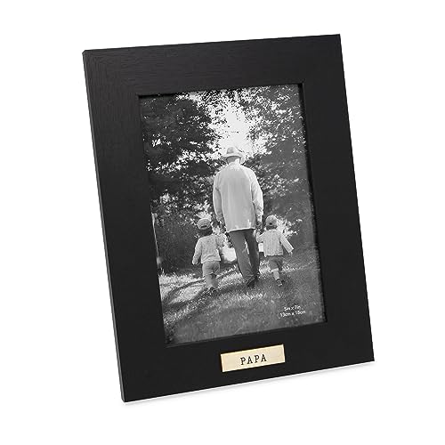 Isaac Jacobs 5x7 Wood Sentiments Papa Picture Frame Vertical Keepsake Photo Frame with Easel and a Hanging Tabs for Tabletop Desktop & Wall Display (Black 5x7)