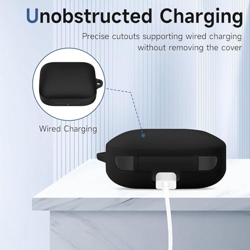 Image of WELCROS Silicone Case Cover for One-Plus Buds 3 with Carabiner (Black)