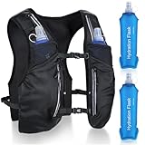 Nextyu Laufweste Damen & Herren, Trinkrucksack mit 2 Trinkflasche Soft 500ML & Große Handytasche, Leichte Trinkweste Laufen Reflektierend für Trailrunning Wandern Marathon, Atmungsaktivem Stoff