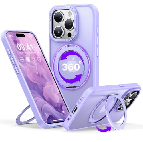 Funda para teléfono con soporte de anillo giratorio e imanes EXW C360 15 Pro LP morado
