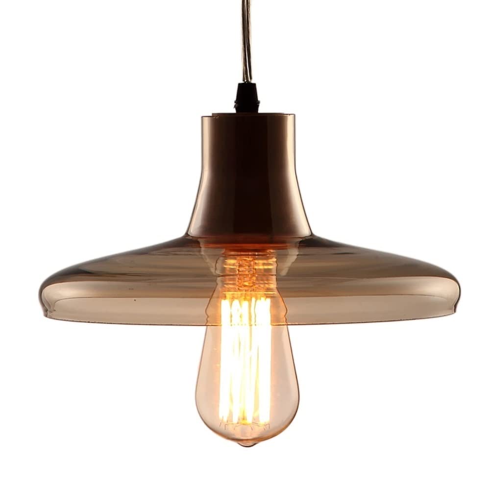 Lampe à suspension en verre ambre vintage E27 nostalgique lustre rétro rustique