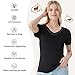 Merino Protect 100% Merino Wool V Neck T-Shirt for Women Short Sleeve Base Layers Odor Resistance Tops for Outdoor Hiking Black