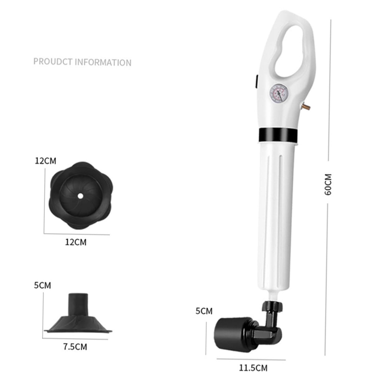 Lurrose Ventouse de Vidange Déboucheur Toilettes Blanc Flexible Piston Puissant pour Canalisations Sanitaires, Usage Domestique, Entretien Rapide
