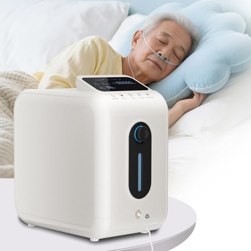 Sauerstoffgerät für Zuhause, Sauerstoffkonzentration 30-96% Sauerstoffkonzentrator tragbar, Durchflussrate 1-9 L/min Einstellbarer sauerstoffgerät, Oxygen Concentrator für den Heim und im Freien