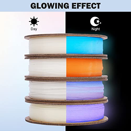 Image of ERYONE Glow in The Dark PLA Filament Bundle, 1.75mm + /-0.03 mm, 3D Printer Filament 0.25kg /Spools, 4 Packs(2.2lbs), Glow Rainbow, Blue, Orange Red, Purple