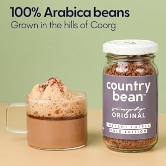 Country Bean Original (Non-flavoured) Instant Coffee Powder 50 G | 100% Arabica, Freeze-dried coffee | No Added Sugar | Makes 25 Cups