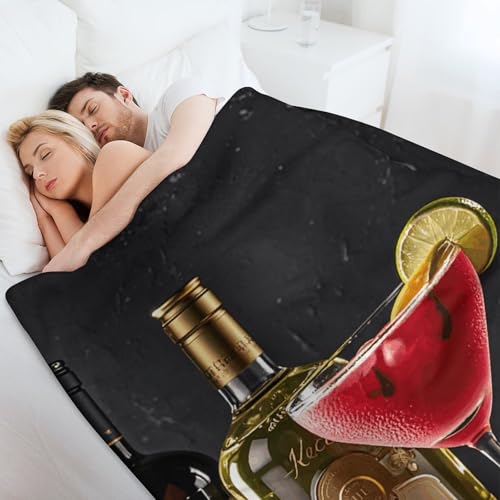 Couverture flanelle douce imprimé bouteilles de vin 150cm - 7