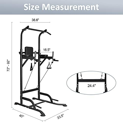 Jupgod Pull Up & Dip Station, Adjustable Height Multi-Function Power Tower for Home Gym Strength Training Fitness Workout Equipment