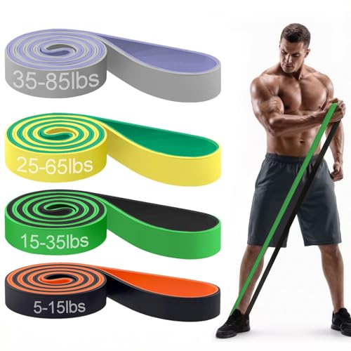 Pull Up Bands, Resistance Bands Set, Exercise Workout Bands for Men & Women, Ideal for Body Stretching, Physical Therapy and Muscle Training - Purple&Grey
