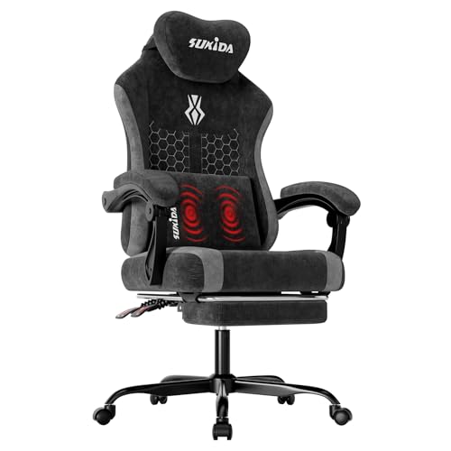 SUKIDA Fabric Gaming Chair with Massage