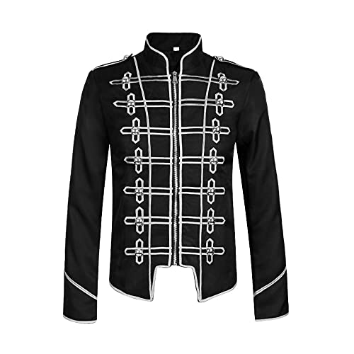 BaronHong Steampunk Military Drummer Parade Jacket Hardcore Punk Men’s Zipper Jackets Gothic Clothing