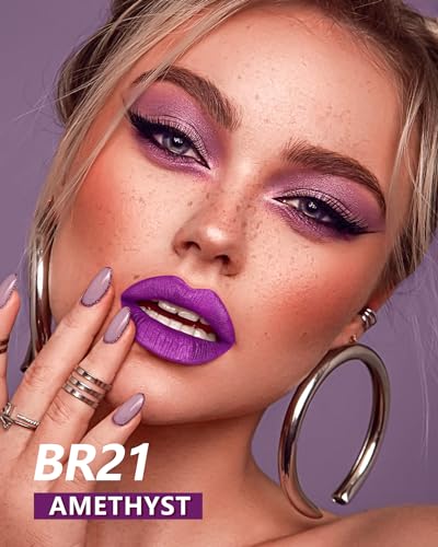 MAKI YIKA Purple Lipstick for Women Metallic Lipsticks Glitter Long Lasting Lipstick No Smudge No Transfer Liquid Lip Gloss (BR18 Amethyst) - Image 4