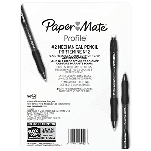 Paper Mate Profile Mech Mechanical Pencil Set, 0.7Mm 2 Pencil Lead, Great For Home, School, Office Use, Assorted Barrel Colors, 8 Count #TOP2