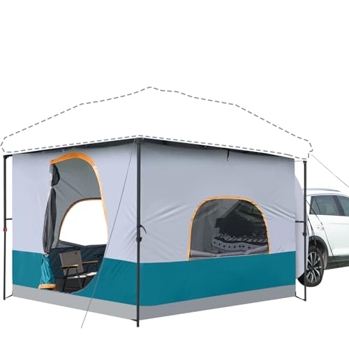 UNP Camping Cube Tent 10'x10' - Converts 10' Straight Leg Canopy into Camping Tent - Connect Jeep & SUV Tailgate - Ocean Blue (Canopy Pole/Shelter NOT Included)