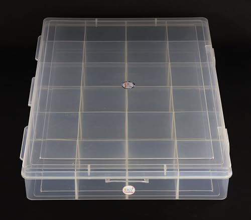 Image of NMII Multipurpose Plastic Storage Box with Partitions | Transparent Organizer with Secure Lid | Ideal for Stationery, Craft Supplies, Tools, and Jewellery, Accessories | Lightweight-(24 Partitions)