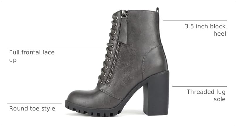 Image of Soda Women's Malia Faux Lace Up Chunky Lug Sole Combat Boot