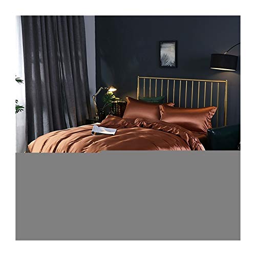 YYJH Sábana, Funda de edredón 4 Piezas de Seda del lecho de Raso Extragrande de Lujo Juego de Cama edredón de la Cubierta del edredón Cubierta del edredón y Fundas de Almohada Hoja Hoja
