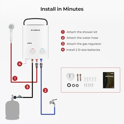 CAMPLUX Tankless Water Heater Outdoor, 1.32 GPM Portable Propane Camping Water Heater, 5L, AY132, White by CAMPLUX ENJOY OUTDOOR LIFE - Image 4
