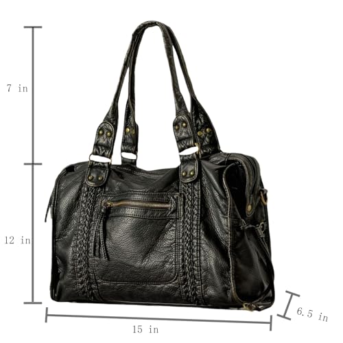 JOLLQUE Rivet Crossbody Bag for Women,Large Retro Washed Leather Handbag Purse,Vintage Y2K Summer Hobo Shoulder Work Bags2