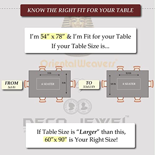 Image of OrientalWeavers Melody PVC Dining Table Cover, 6 Seater Rectangle Shape Table Cover with White Side Trim Lace (137 cm X 198 cm), 54 inch X 78 inch