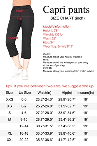 Bamans Womens Capris Pants Stretch Bootcut Capris For Women Casual Summer Wide Leg Slacks With Pockets(Black,Xx-Large,22" Inseam) #TOP3