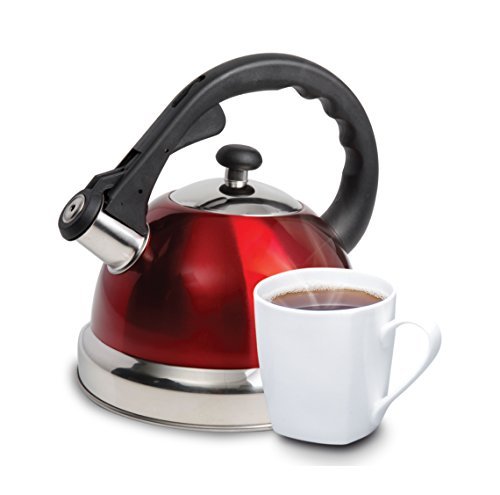 Mr Coffee Claredale Stainless Steel Whistling Tea Kettle, 2.2-Quart.metallic Red #TOP2