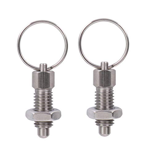 UKCOCO 2pcs Non- Lock- Out Knob Plunger Spring Loaded Spring Catch Plunger Neat Tools Quick Release Pin Stainless Steel Spring Trailer Gate Key Ring Mechanic Accessories Non-lock Shackle