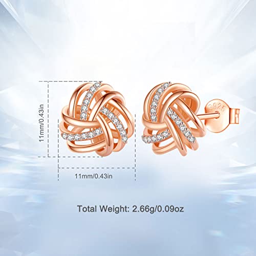 Infuseu Rose Gold Stud Earrings For Women Love Knot Post Earrings 925 Sterling Silver Celtic Jewelry Romantic Gifts For Her Wife Girlfriend #TOP6