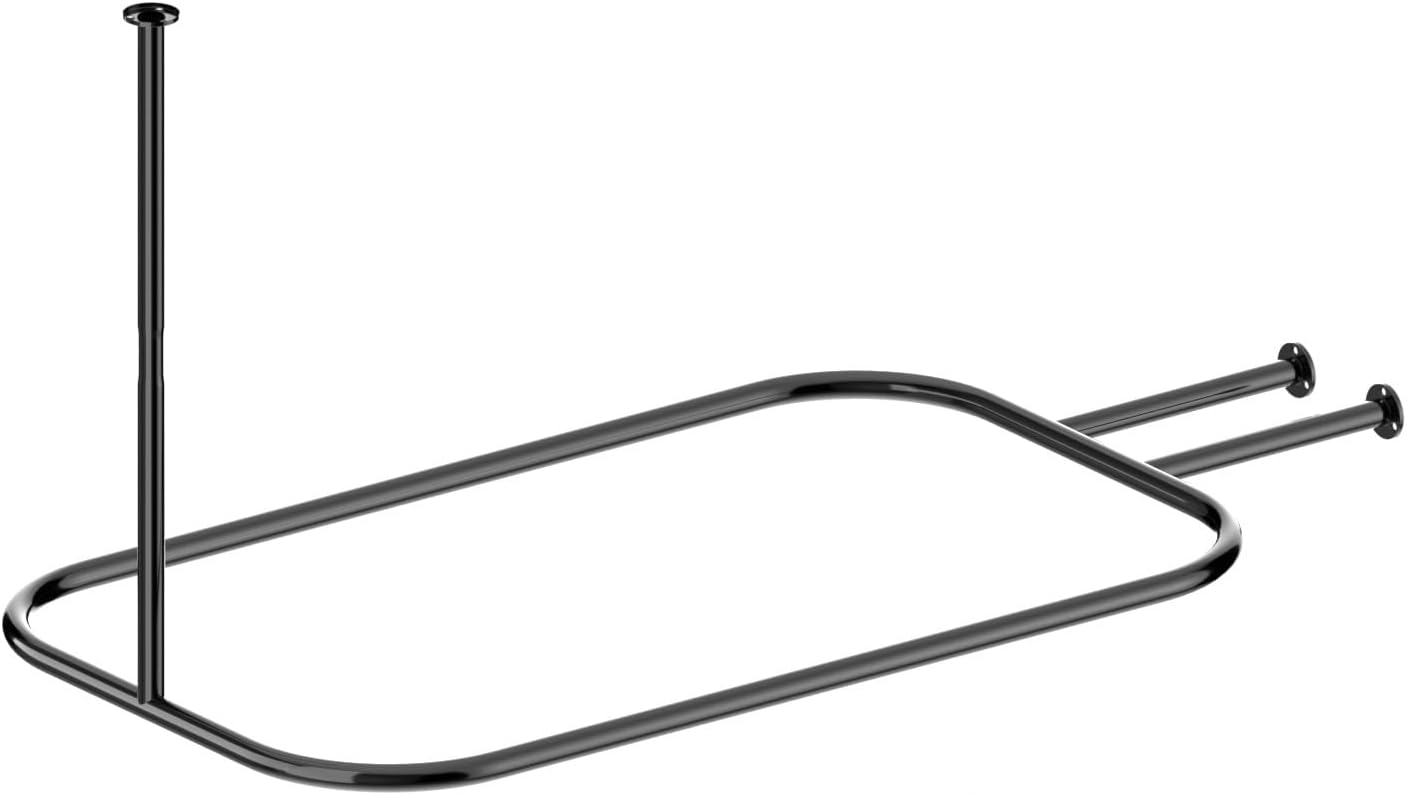 Square Shaped Shower Curtain Rod, 59"x24" Hoop Shaped Shower Curtain Rod for Clawfoot and Freestanding Tubs, Rustproof Aluminum Alloy Bathroom Rod with Easy Installation (Black)