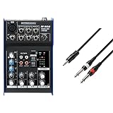 Pronomic M-502 Live/Studio Mischpult (1 Mono-Kanäle XLR/Klinke, 2-Stereo Kanäle, 3-Band-EQ, 48V Phantomspeisung) & K3 YWPP 0100 Audiokabel 3,5 mm Klinke stereo auf 2 x 6,3 mm Klinke mono 1 m