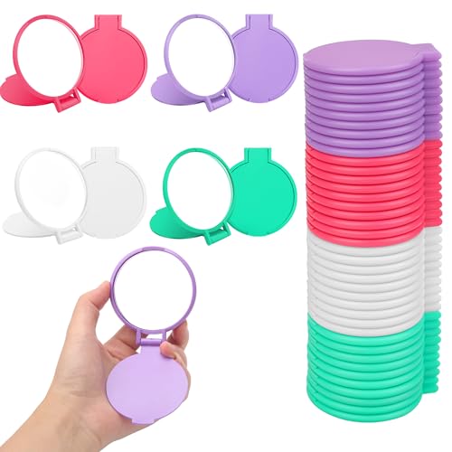 Windspeed 18 Pcs Mini Folding Mirror Round Compact, 2.4 in Small Portable Travel Makeup Mirror Compact Mirror Bulk Round Makeup Mirror for Purse, Women Girls Travel Daily Use (40)