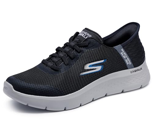 Skechers Men's Go Walk Flex Hands Up Hands Free Slip-Ins Sneaker, Black/Grey, 12