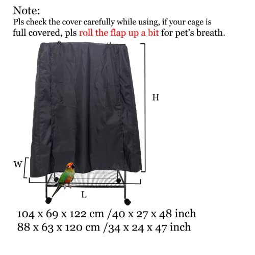 Image of J&C Large Bird Cage Cover 420D Bird Cage Covers Heavy Duty Birdcage Cover Waterproof Bird Cage Covers for Night Blackout Sunlight Patio Birdcage Covers