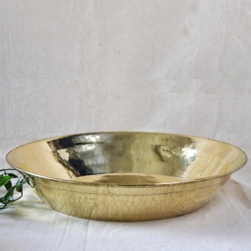 Image of Kitchen 101% Pure Brass Pital Parat for Atta | 14 Inch | Paraat for Dough Atta Kneading | Brass Utensils for Cooking | Pital Ka Bartan | Thaal | Thatera Bartan Pital