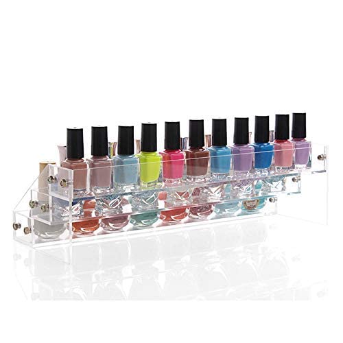 Sooyee Acrylic 3 Layer Nail Polish Rack Tabletop Display Stand Holds Up 36 Bottles,Clear 3 Tier Essential Oils Holder,12.2X4.72X3.4 Inch Pack of 1