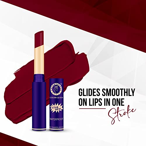 Image of Colors Queen Queen Lips Matte Lipstick | Long Lasting Lipstick Waterproof Highly Pigmented with Smooth Application | Smudge Proof Lipstick for Women (25 - Hot Mahroon)