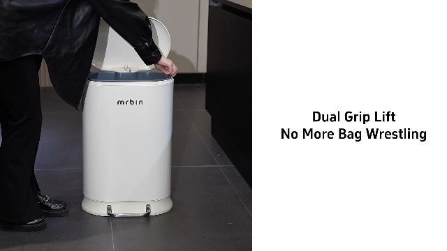 Image of MRBIN Metal Bathroom Trash Can with Lid, 20L / 5.3gal Commercial Step Waste Basket for Kitchen, Medium Toilet Garbage Pail with Stainless Steel Foot Pedal for Near Desk, Restroom, Rv, Vanity, White