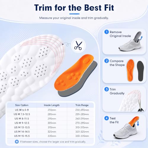 4D Cloud-Like Comfort Soles for Women - Soft Memory Foam Cushioning Insoles - Trim to Fit Steppers Insoles with Arch Support for Foot Pain Relief and Fatigue Reduction(US W 6.5-9) — view 5