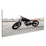 rápido y seguro de envío! Cuadro Cuadros Motocicleta. Carretera y ciudad con cielo abierto al fondo. Motocicleta custom vintage PDE-Pano-DE6