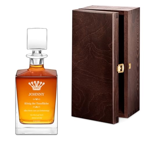 Maverton Whisky Dekanter mit Gravur 810 ml - graviertes Whiskykaraffe mit Namensgravur für Männer - Whiskey Glaskaraffe - Whiskyflasche für Whisky Genießer - Partylöwe