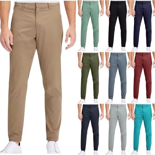 Men's Stretch Lightweight Golf Work Pants with Pockets Slim Fit Business Pants Dress Slacks Casual Comfort Trousers
