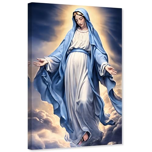 ARTZGX Virgin Mary Wall Art Catholic Canvas Madonna Picture Mother of Jesus Painting Print for Living Room Decor Frame(Virgin Mary - B 20.00" x 30.00")