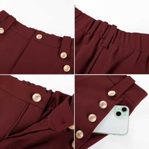 GRACE KARIN Womens Work Pants Business Casual Pants for Women Wide Leg High Waisted Dressy Office Pants Burgundy 2XL — view 6