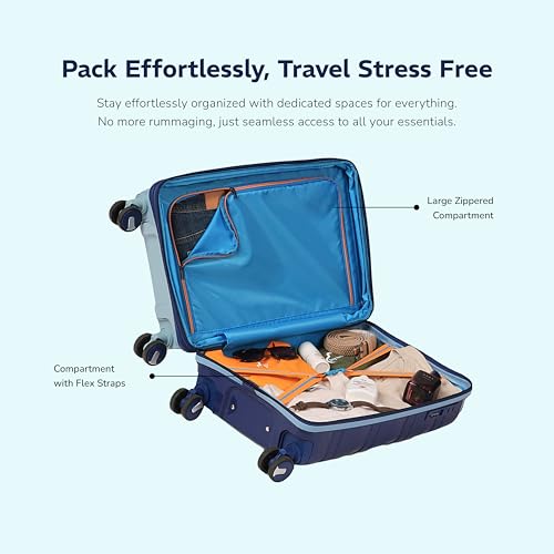 Image of Provogue Azure Hard-Sided PP Set of 2 Luggage Suitcase | Expandable Space with 8 Wheels Trolley Bags for Travel | Lightweight with Combination Lock | 5 Year Warranty (Saphire Blue /Peacock Blue)