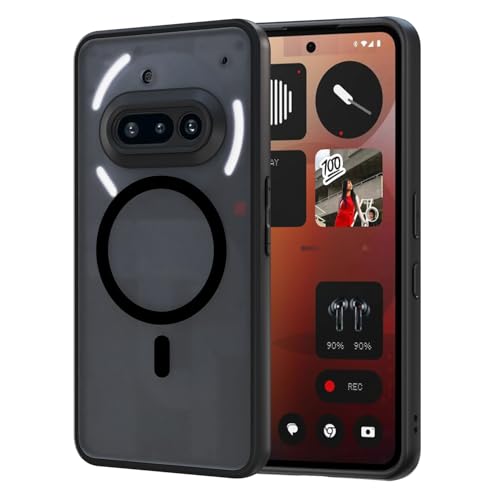 AOMYKE für Nothing Phone 3a Hülle Magnetisch Handyhülle für Nothing Phone 3a [Kompatibel mit MagSafe] Transluzente Matte Anti-Fingerabdruck Kratzfeste PC Rückseite + TPU Bumper Schwarz